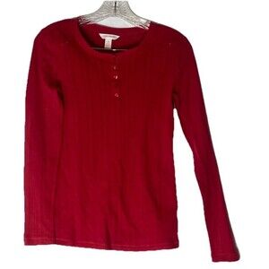 Joe Fresh Red Button Up Long Sleeve Shirt Size Small